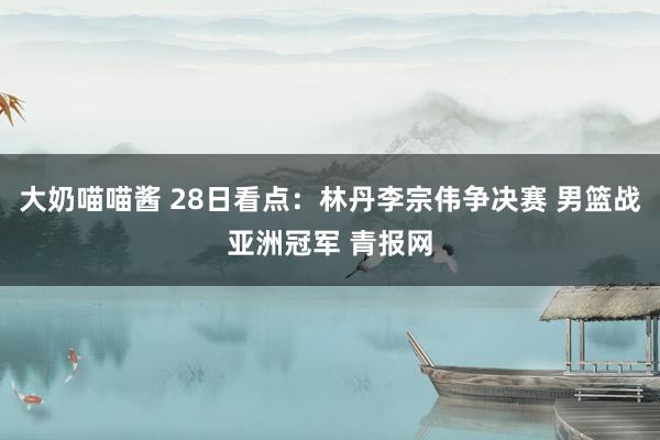 大奶喵喵酱 28日看点：林丹李宗伟争决赛 男篮战亚洲冠军 青报网