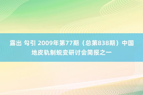 露出 勾引 2009年第77期（总第838期）中国地皮轨制蜕变研讨会简报之一